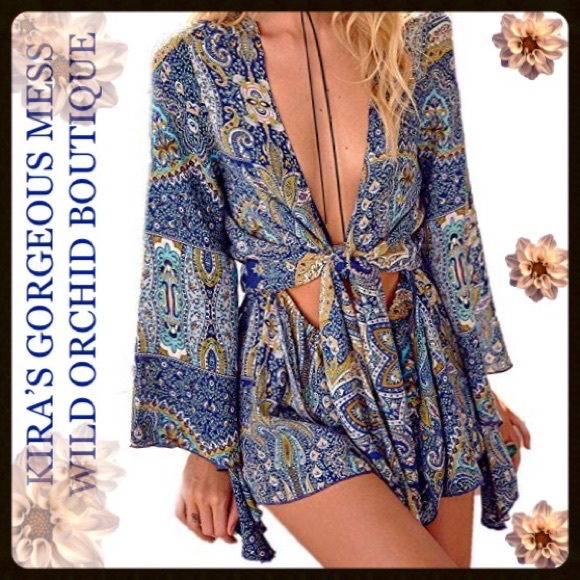 Wild Orchid Boutique Other - 🍭🍸🍭BNWT BOHO V NECK ROMPER🍭🍸🍭